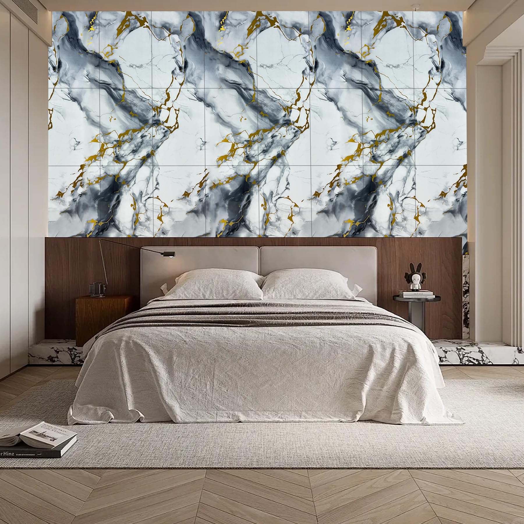 Wall Panels Peel and Stick，PVC imitation artificial marble tiles sticker，10 pcs 23.6" L x 11.8" W，Heat-Resistant Backsplash Tile，Ideal for Kitchen Bathrooms Living Rooms Bedrooms. (10, DU037)