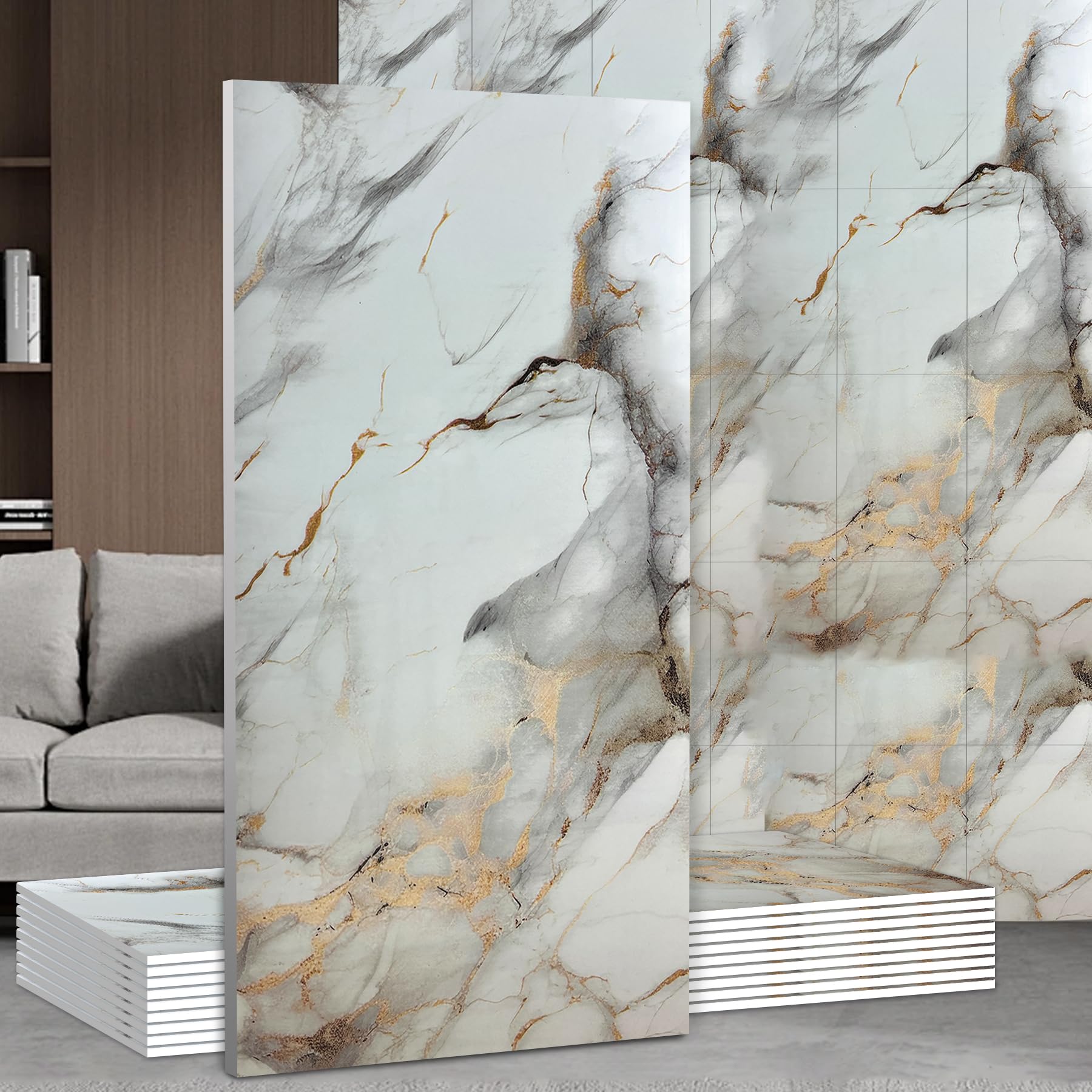 DUAXETONGXIA Marble Peel and Stick Waterproof Wall Panels (10, DU105)