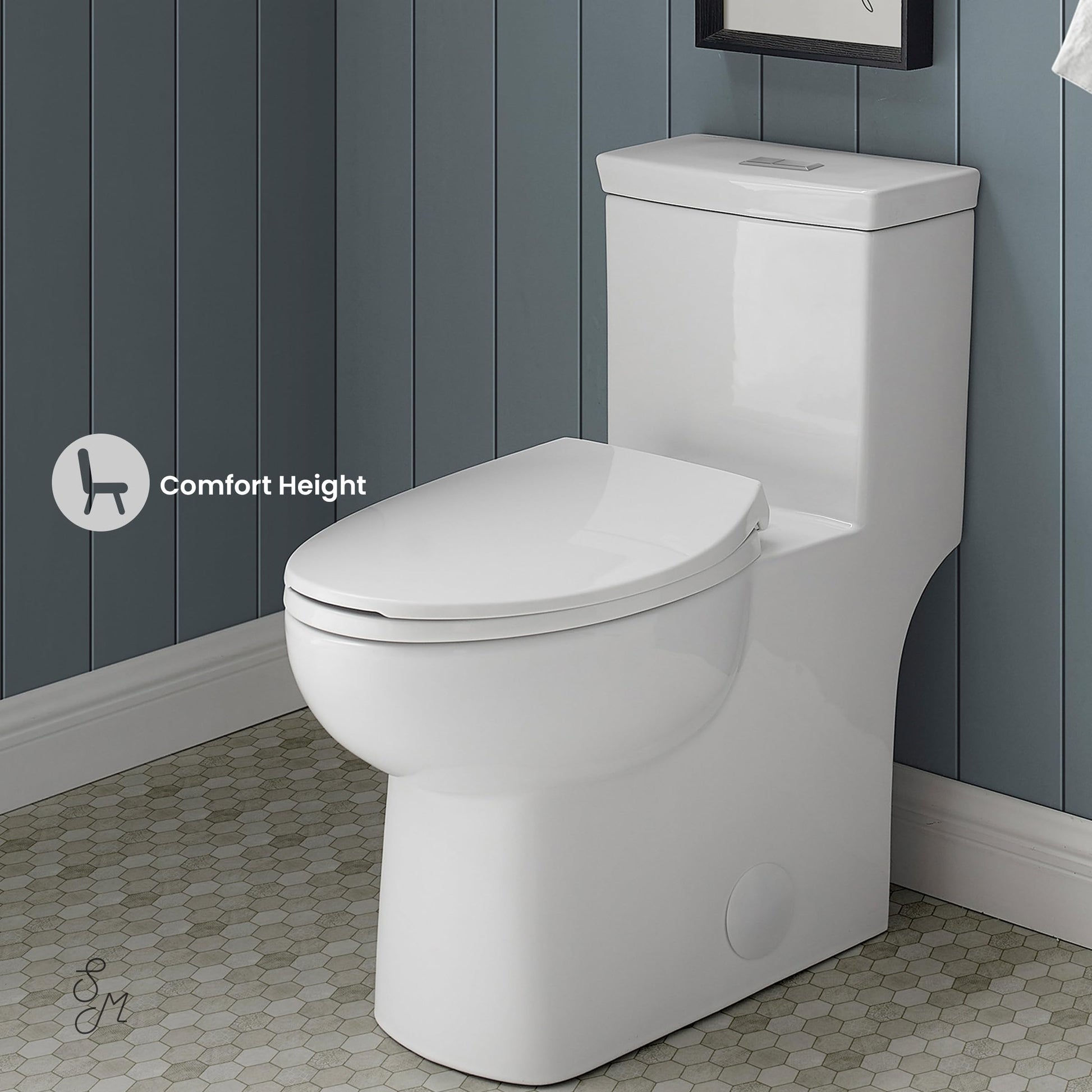 Swiss Madison SM-1T117 Classe One Piece Toilet, Modern Toilets For Bathrooms, ADA Toilet, Elongated Dual Flush 0.8/1.28 gpf, in Glossy White