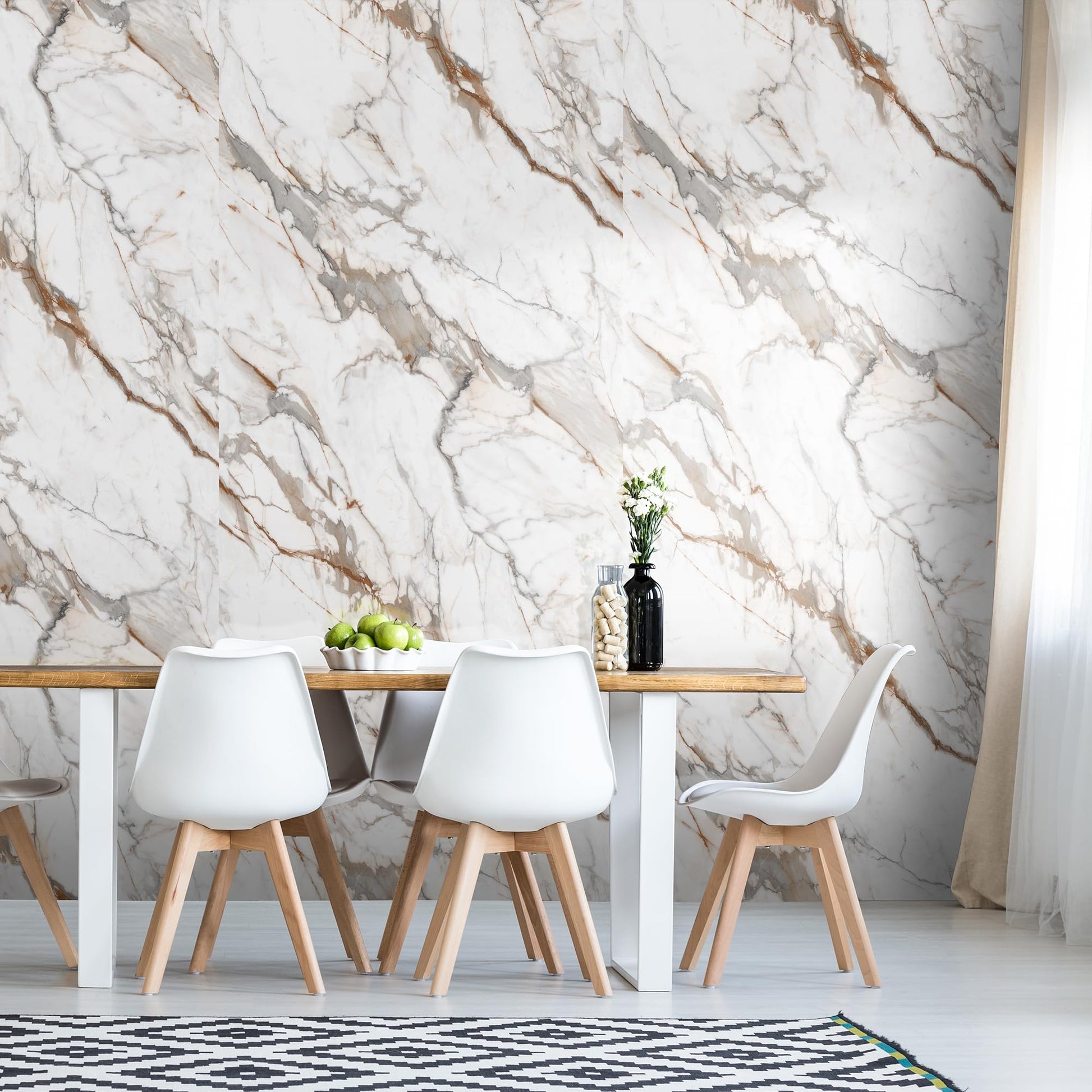 Marble Peel and Stick Waterproof Wall Paneling, 118" x 47" Calacatta Gold Glossy Finish Self-Adhesive Backsplash Tile Vinyl Wall Panel for Kitchen Bathroom Wall Decor, Covers 38.75 Sq. Ft.