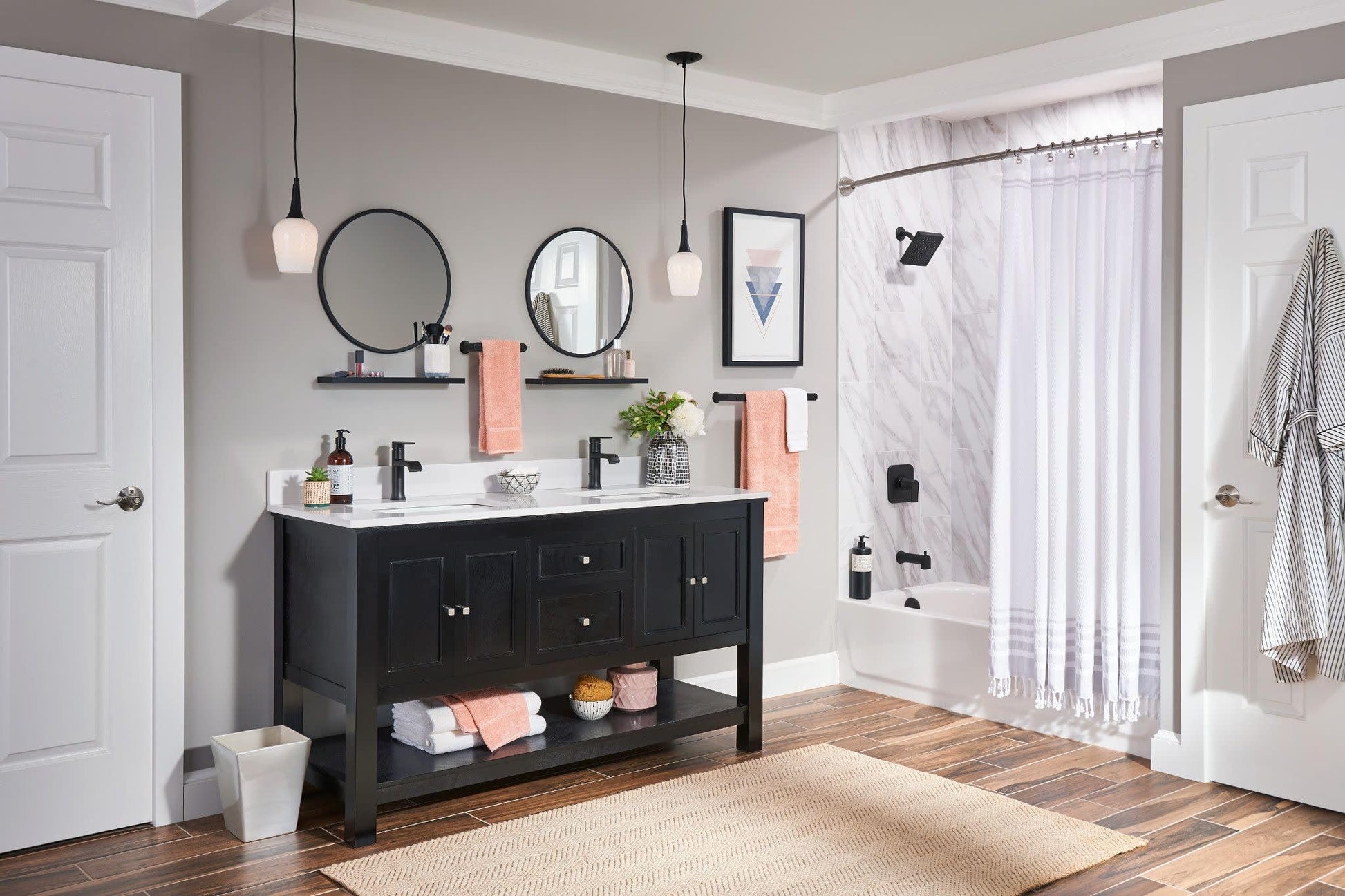 Moen Genta LX Matte Black One-Handle Modern Bathroom Sink Faucet with Optional Deckplate and Low-Arc Spout for Bath Countertop, 6702BL