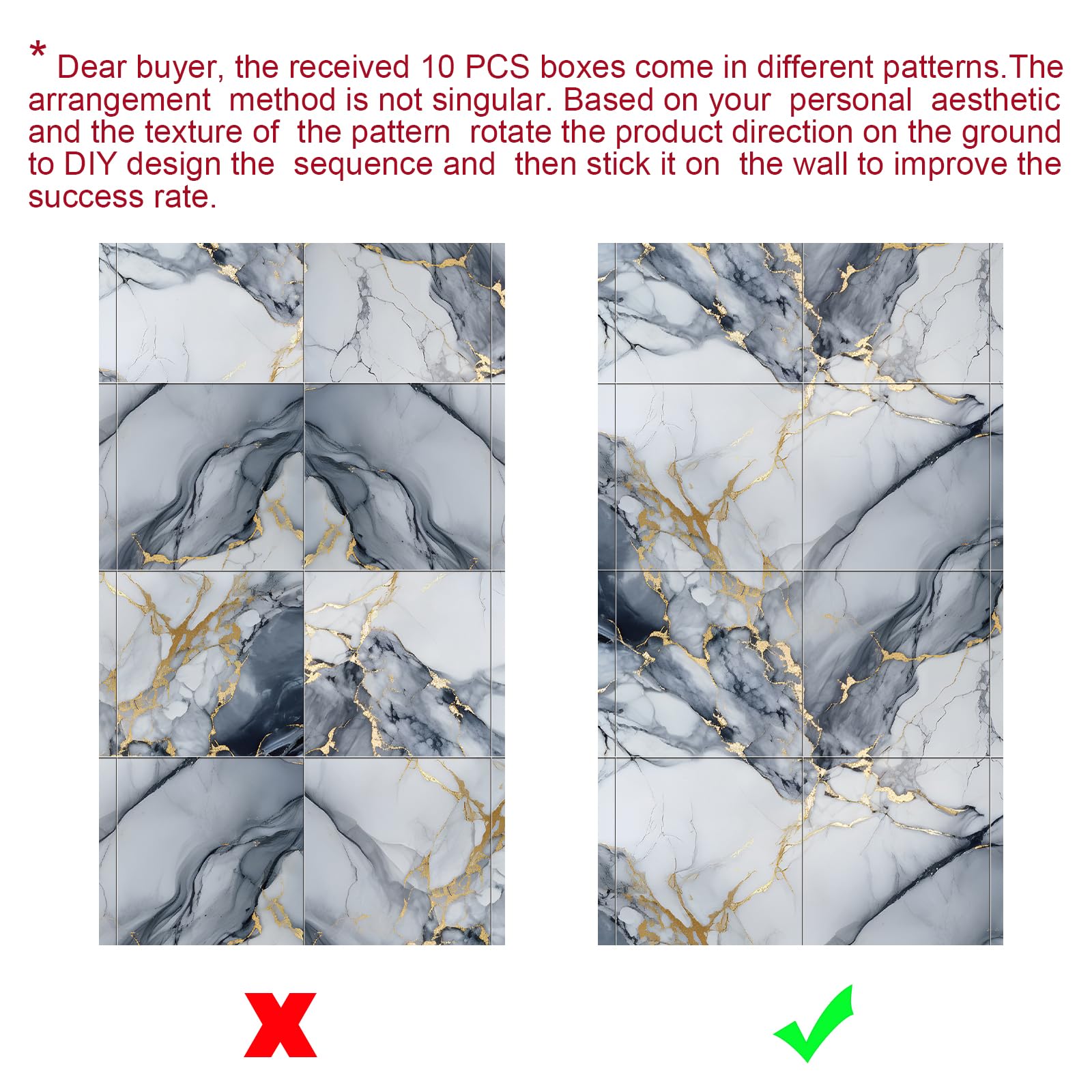 10pcs Marble Peel and Stick Waterproof Wall Panels,Heat-Resistant Backsplash Tile, 23.6"x11.8" PVC Foam Wall Sticker for Kitchen,Living Rooms, Bedrooms TV Walls,Blue (Not Real Tile 19.4Sq. Ft.)