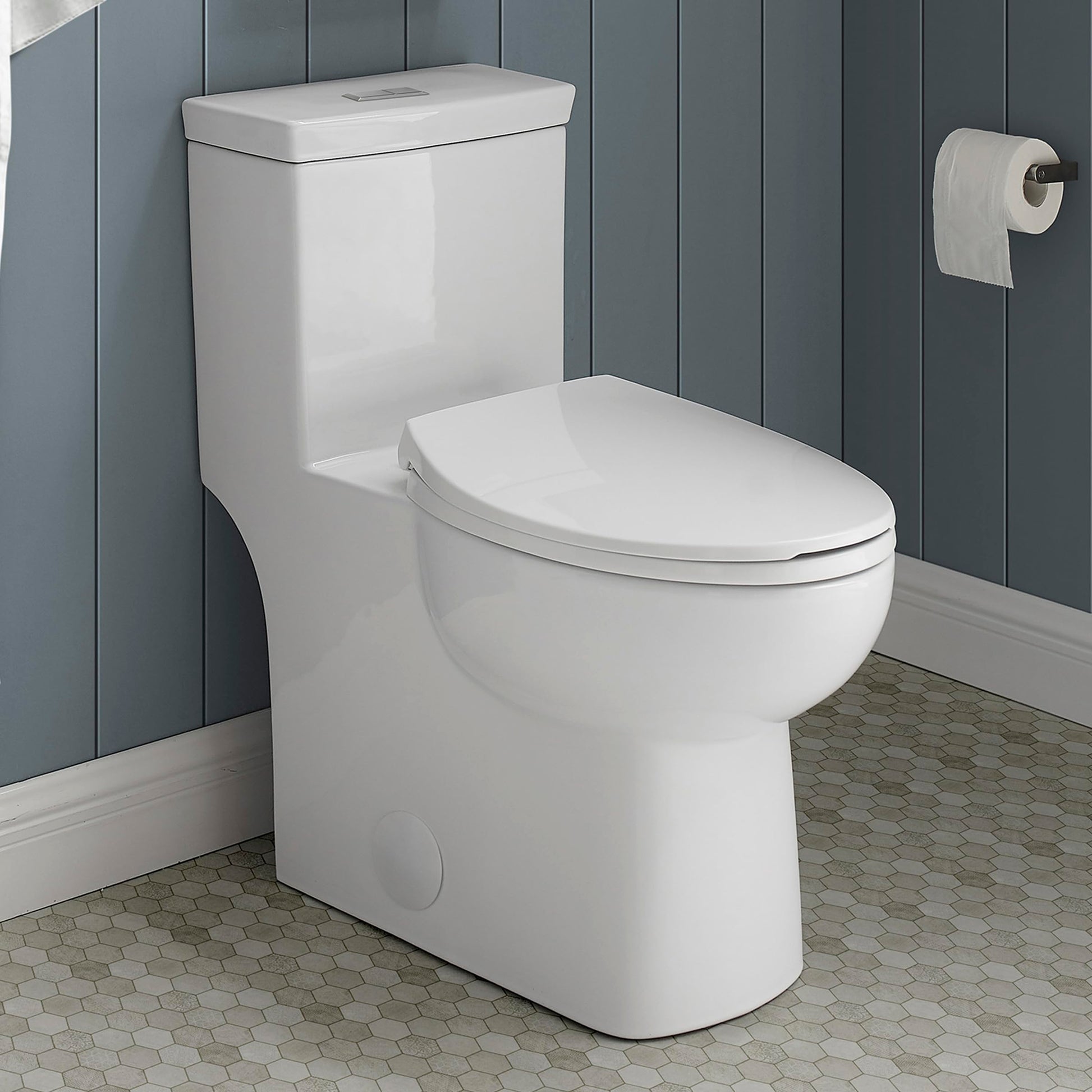 Swiss Madison SM-1T117 Classe One Piece Toilet, Modern Toilets For Bathrooms, ADA Toilet, Elongated Dual Flush 0.8/1.28 gpf, in Glossy White