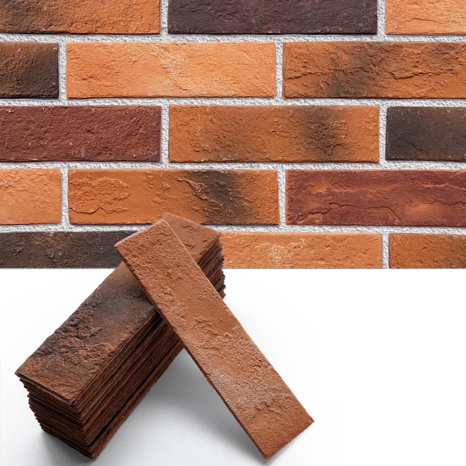 Holydecot Red Faux Brick Wall Tiles, 3D Thin Brick Veneers for Indoor Outdoor Wall Decoration, for TV Background, Bedroom, Bathroom, and Fence Wall Panels 76pcs 10 sq.ft