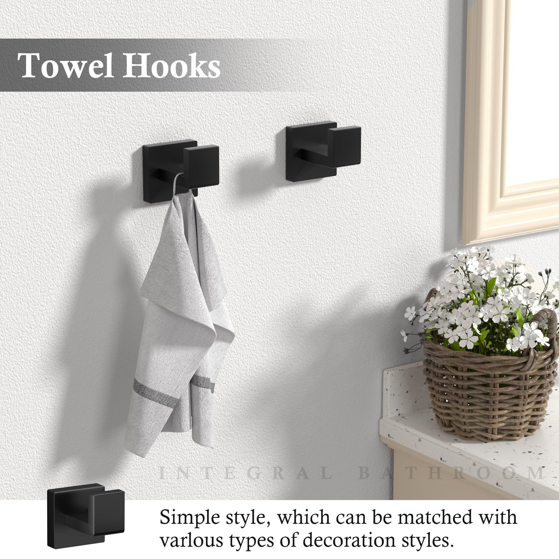 10-Pieces Matte Black Bathroom Accessories Set, 23.6 Inch Bath Towel Bar Set, SUS 304 Stainless Steel Bathroom Hardware Set, Towel Racks for Bathroom Wall Mounted.