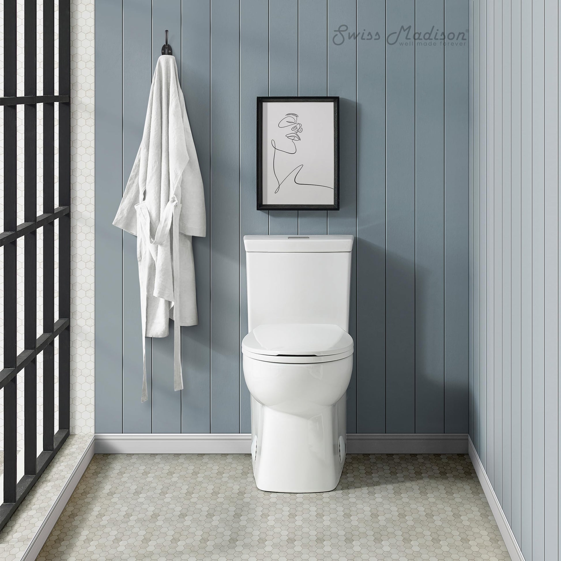 Swiss Madison SM-1T117 Classe One Piece Toilet, Modern Toilets For Bathrooms, ADA Toilet, Elongated Dual Flush 0.8/1.28 gpf, in Glossy White