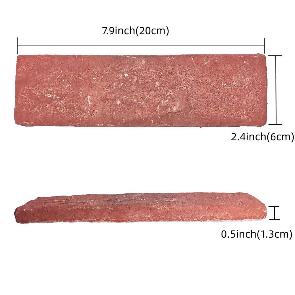 Jusmioke 20 Pcs Red Thin Wall Brick Veneers, 2.4" x 7.9" for Kitchen Backsplash, Fireplace, Living Room, Interior and Exterior Wall Decoration (3.5 sq.ft)