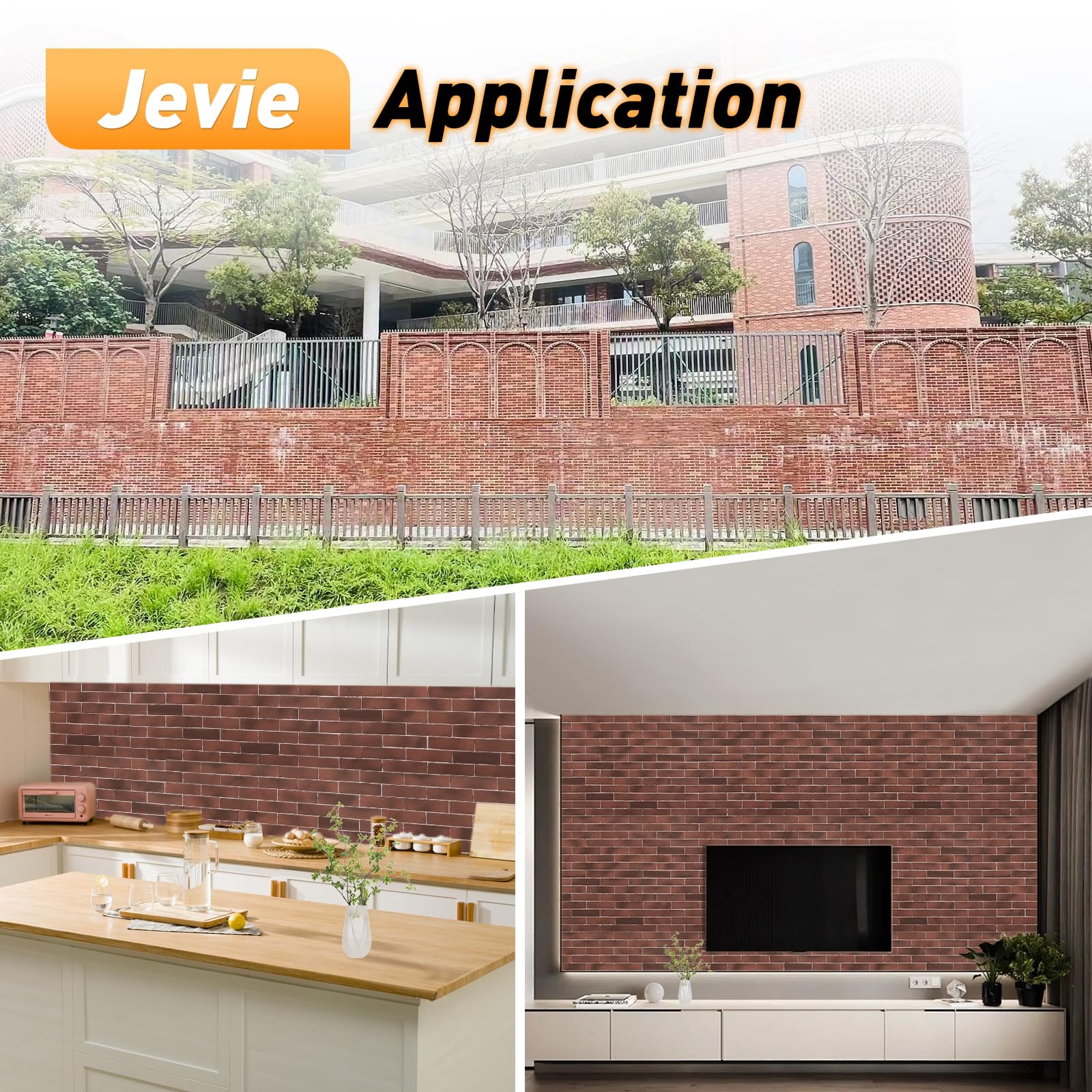 Thin Brick Veneer, 8.5" x 2.3“ Faux Brick, Wall Tile for Bedroom, Bathroom, Kitchen,Interior and Exterior Wall, Supplied by Jevie (100pcs, RED)