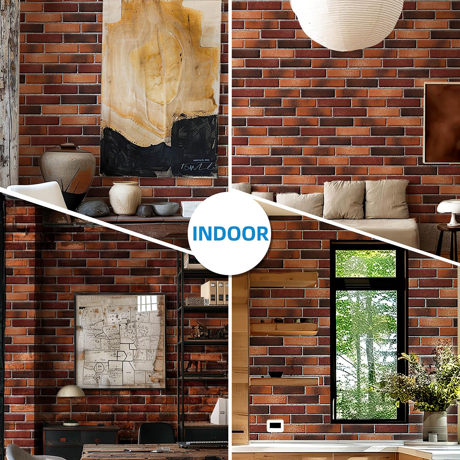 Holydecot Red Faux Brick Wall Tiles, 3D Thin Brick Veneers for Indoor Outdoor Wall Decoration, for TV Background, Bedroom, Bathroom, and Fence Wall Panels 76pcs 10 sq.ft