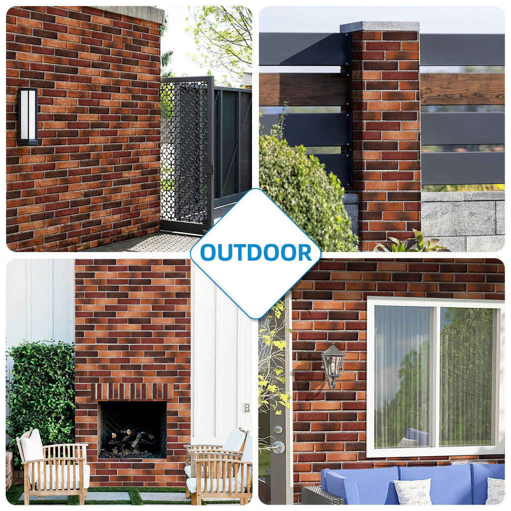 Holydecot Red Faux Brick Wall Tiles, 3D Thin Brick Veneers for Indoor Outdoor Wall Decoration, for TV Background, Bedroom, Bathroom, and Fence Wall Panels 76pcs 10 sq.ft