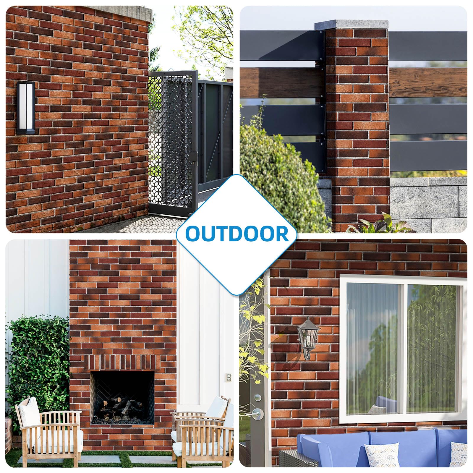 Holydecot Red Faux Brick Wall Tiles, 3D Thin Brick Veneers for Indoor Outdoor Wall Decoration, for TV Background, Bedroom, Bathroom, and Fence Wall Panels 76pcs 10 sq.ft