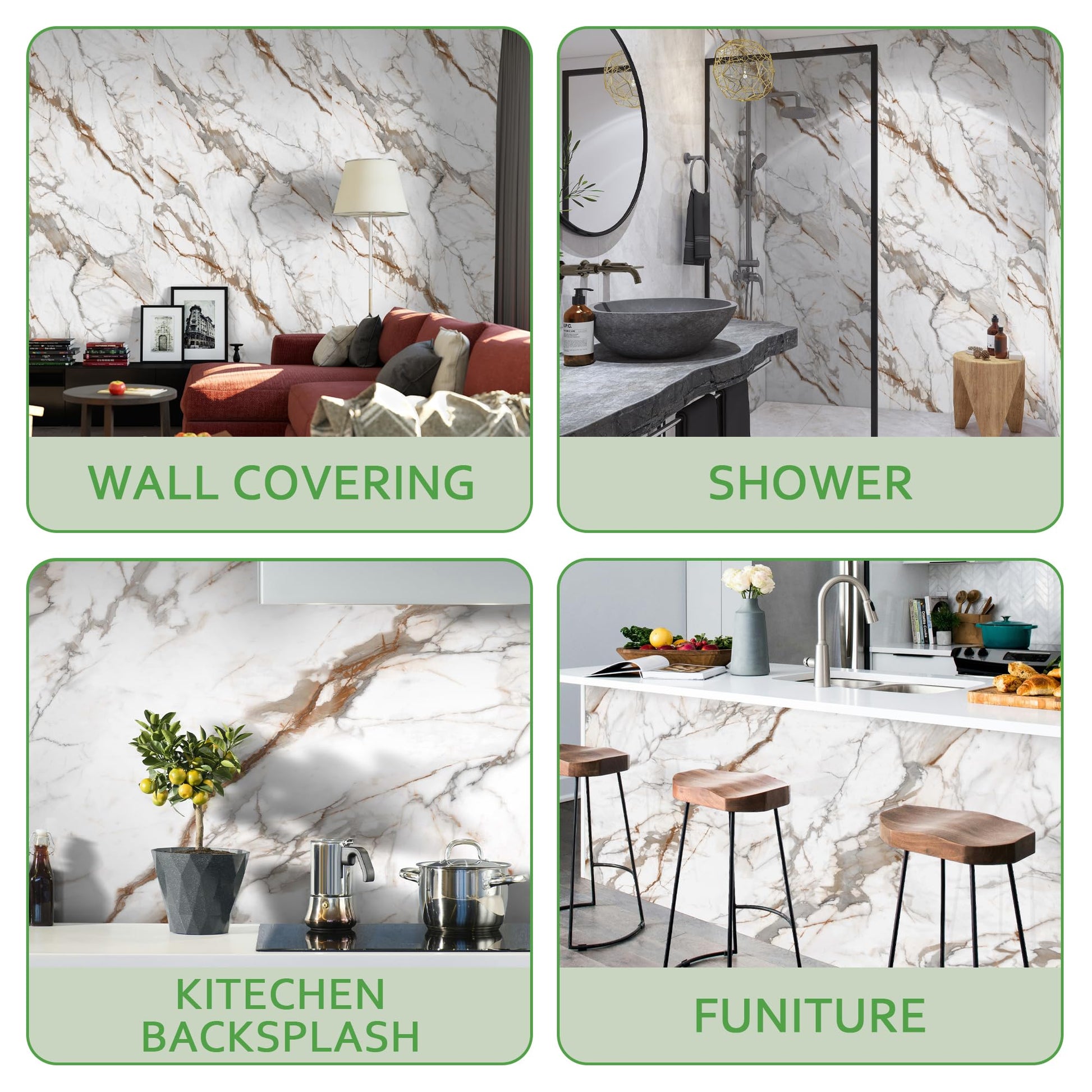 Marble Peel and Stick Waterproof Wall Paneling, 118" x 47" Calacatta Gold Glossy Finish Self-Adhesive Backsplash Tile Vinyl Wall Panel for Kitchen Bathroom Wall Decor, Covers 38.75 Sq. Ft.