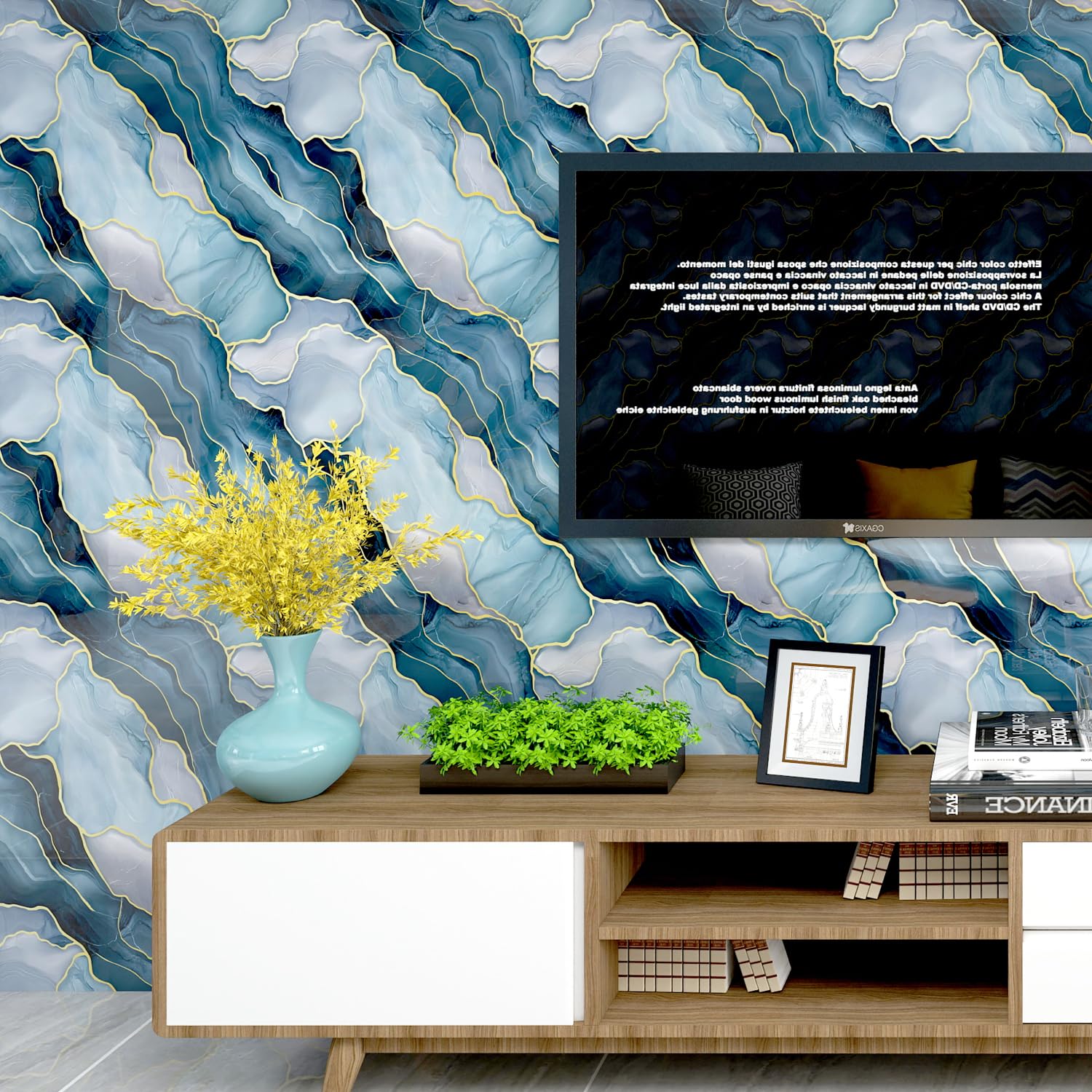 Haimin Wall Panels Peel and Stick 10 Pieces 23.6x11.8in (19.4 Sq. Ft. Coverage) Lightweight Backsplash Marble Look Tile (not Real Marble) Ideal for Kitchen Bathrooms Living Rooms Bedrooms