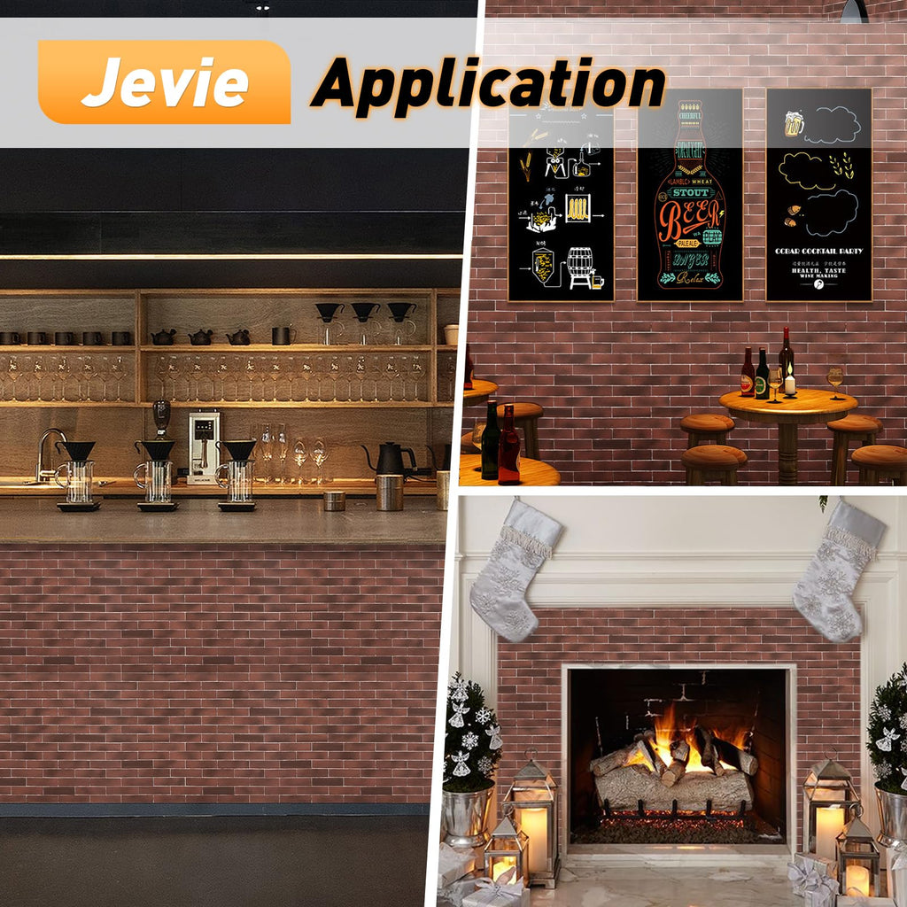 Thin Brick Veneer, 8.5" x 2.3“ Faux Brick, Wall Tile for Bedroom, Bathroom, Kitchen,Interior and Exterior Wall, Supplied by Jevie (100pcs, RED)