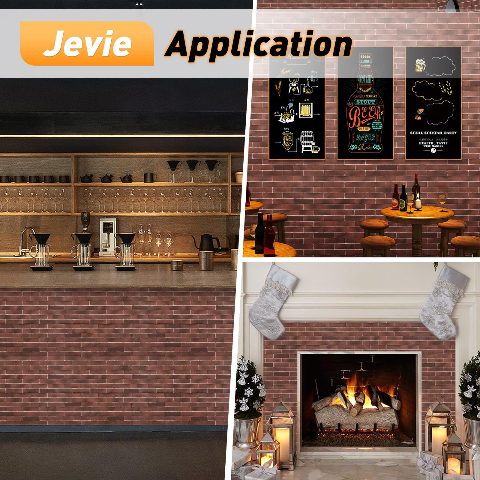 Thin Brick Veneer, 8.5" x 2.3“ Faux Brick, Wall Tile for Bedroom, Bathroom, Kitchen,Interior and Exterior Wall, Supplied by Jevie (100pcs, RED)
