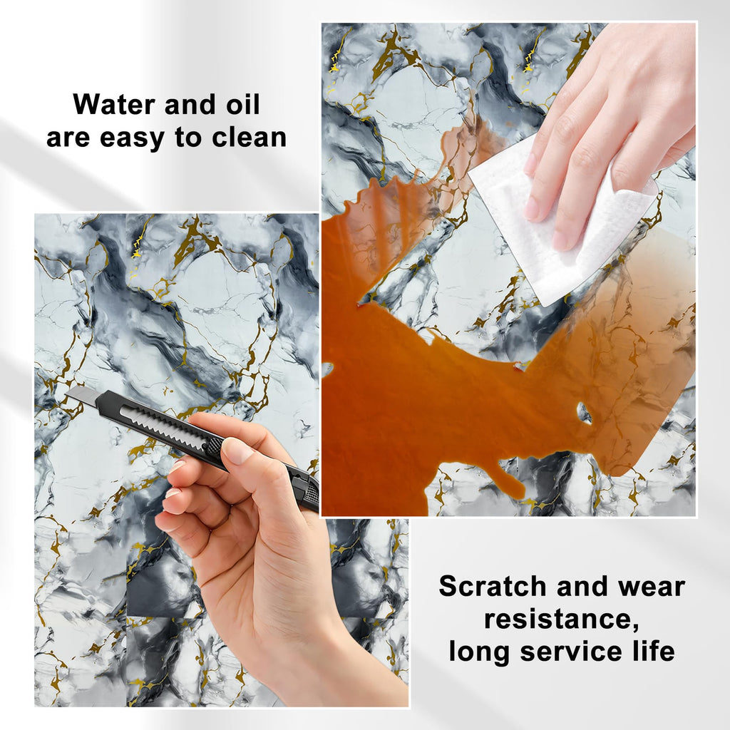 Wall Panels Peel and Stick，PVC imitation artificial marble tiles sticker，10 pcs 23.6" L x 11.8" W，Heat-Resistant Backsplash Tile，Ideal for Kitchen Bathrooms Living Rooms Bedrooms. (10, DU037)