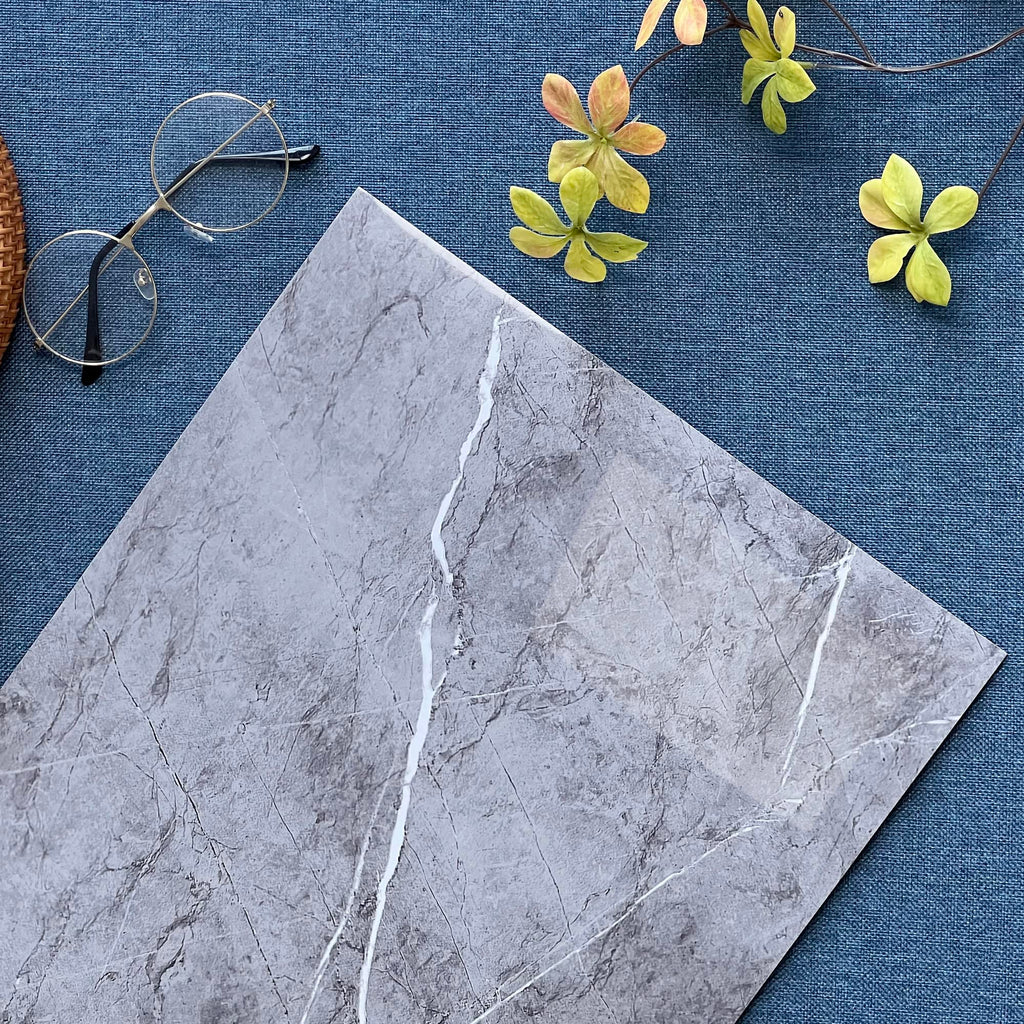 Haimin Wall Panels Peel and Stick 10 Pieces 23.6x11.8in (19.4 Sq. Ft. Coverage) Lightweight Backsplash Marble Look Tile (not Real Marble) Ideal for Kitchen Bathrooms Living Rooms Bedrooms (Gray-YSH)