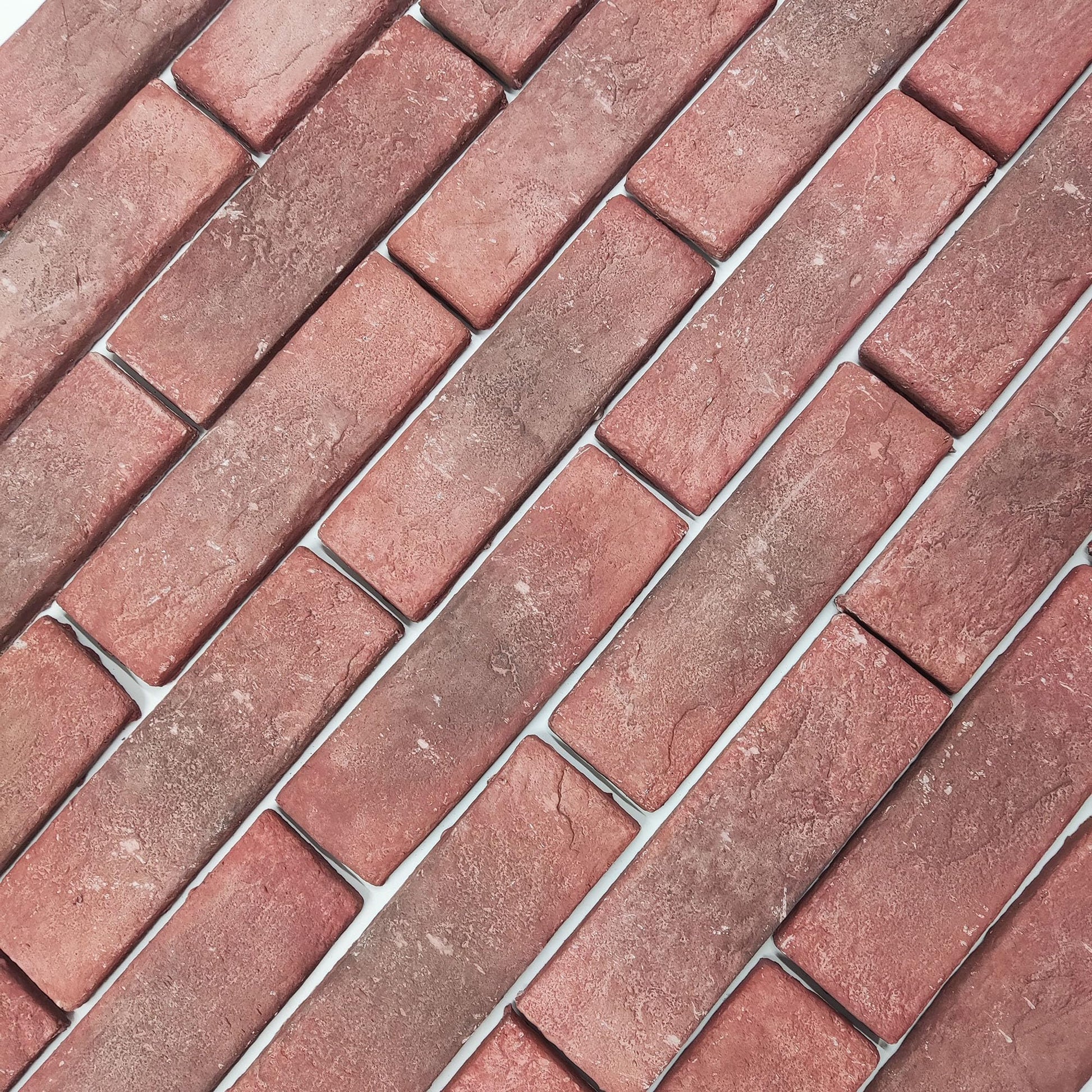 Jusmioke 20 Pcs Red Thin Wall Brick Veneers, 2.4" x 7.9" for Kitchen Backsplash, Fireplace, Living Room, Interior and Exterior Wall Decoration (3.5 sq.ft)