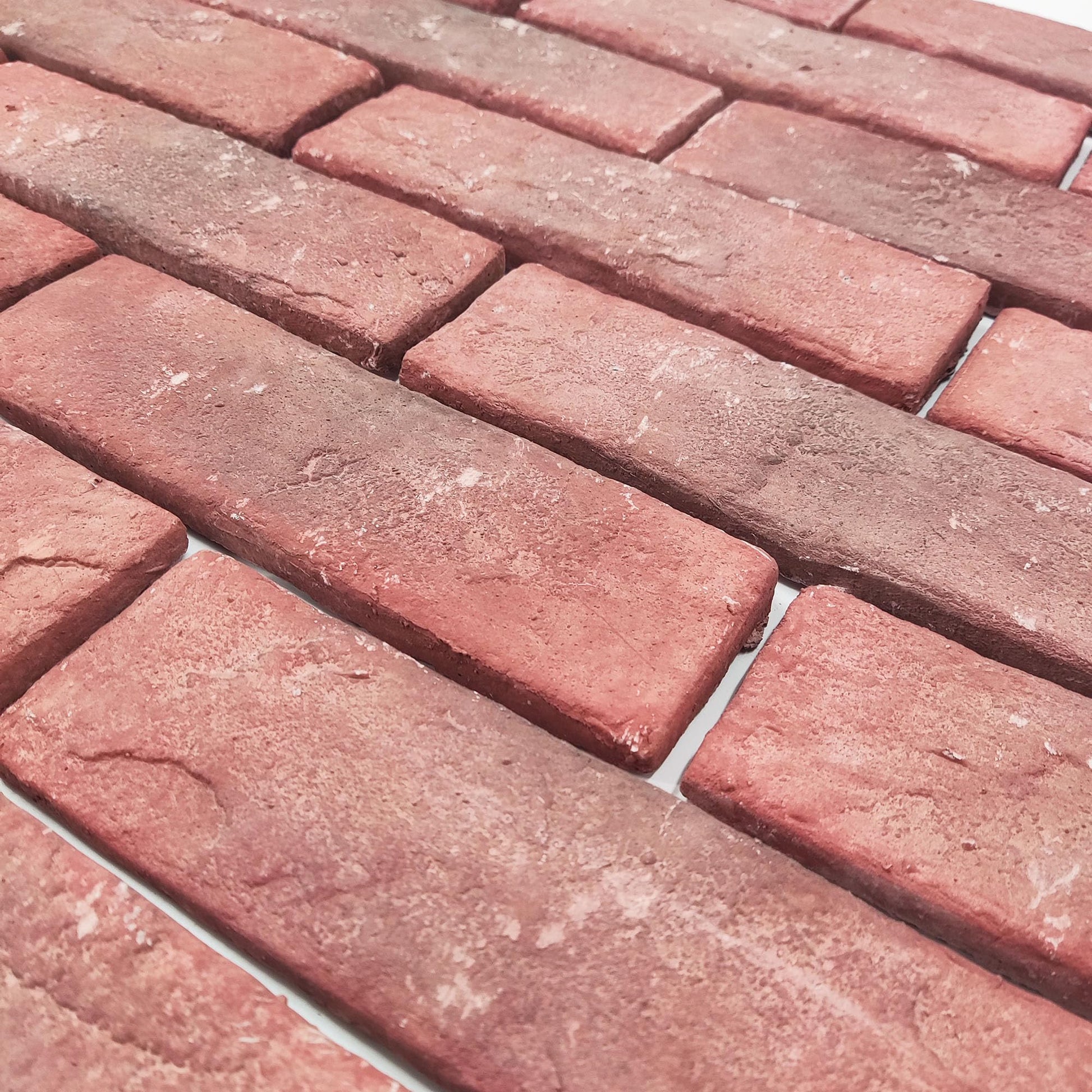Jusmioke 20 Pcs Red Thin Wall Brick Veneers, 2.4" x 7.9" for Kitchen Backsplash, Fireplace, Living Room, Interior and Exterior Wall Decoration (3.5 sq.ft)