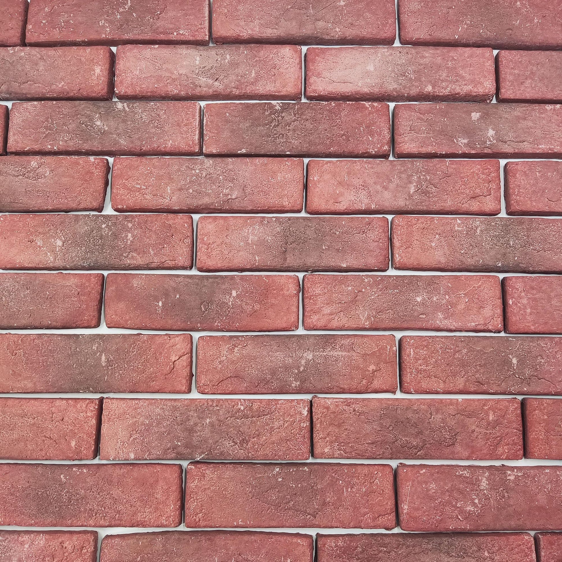 Jusmioke 20 Pcs Red Thin Wall Brick Veneers, 2.4" x 7.9" for Kitchen Backsplash, Fireplace, Living Room, Interior and Exterior Wall Decoration (3.5 sq.ft)